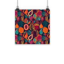 Load image into Gallery viewer, African Batik Print, Bold and Bountiful, Oranges, Fig, Passion Fruit, Black Owned - Teal, Plumb, Burt Orange | Classic Poster Print |
