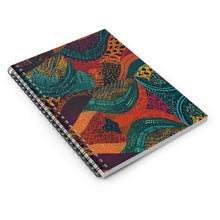 Load image into Gallery viewer, Kente Kaleidoscope| Spiral Notebook | Ruled Line | African Wax Print | Orange,Teal |
