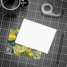 Load image into Gallery viewer, Lemons and Leaves | lemonade lace brunch Postcard Bundles (envelopes included)  | African Wax Print|
