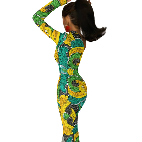 Bold and Glamorous African Print Bodycon Dress with Half Sleeves | Ideal for Celebrations| African Wax Pattern| Half Sleeve Slit Dress | Stand Out in Style