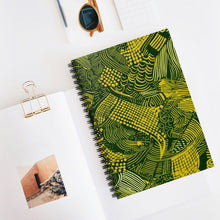 Load image into Gallery viewer, Berber Bliss | Spiral Notebook | Ruled Line | African Wax Print | Green, Yellow |
