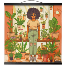 Load image into Gallery viewer, Plant Mom Collection | Peach Dream | Hanging Canvas Prints | Black Woman | By Her Beloved Plant Babies |
