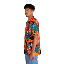 Load image into Gallery viewer, Kalahari Kaleidoscope | Men&#39;s Hawaiian Shirt | African Wax print |  Up to 5x| Blue, Orange |
