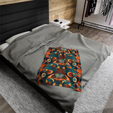 Load image into Gallery viewer, | Serengeti Sunset | Velveteen Plush Blanket |  Dark Aquamarine &amp; Orange Abstract Pattern |Bold Elegance| Vibrant African Batik |
