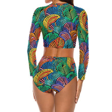 Load image into Gallery viewer, African Print | Batik| Ankara| Long Sleeve |Crew Neck| Ladies Bikini Swimsuit| Rash-guard |up to 2x|
