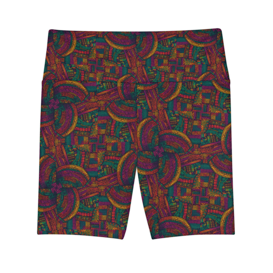 Mombo Waves | Women's Workout Shorts | African Wax Print