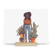 Load image into Gallery viewer, Plant Mom Collection | Kesha | Gallery Board with Stand | Black African American Women Plant Mom| Orange
