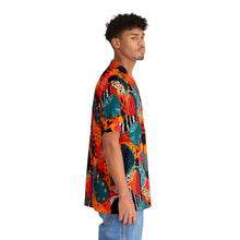 Load image into Gallery viewer, Kalahari Kaleidoscope | Men&#39;s Hawaiian Shirt | African Wax print |  Up to 5x| Blue, Orange |
