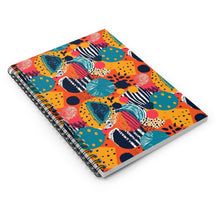 Load image into Gallery viewer, Kalahari Kaleidoscope | Spiral Notebook - Ruled Line | African Wax Print | Orange, Teal |
