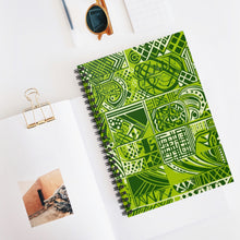 Load image into Gallery viewer, Sankofa Splendor | African Wax Print | Green Tribal Spiral Notebook - Ruled Line | Journal
