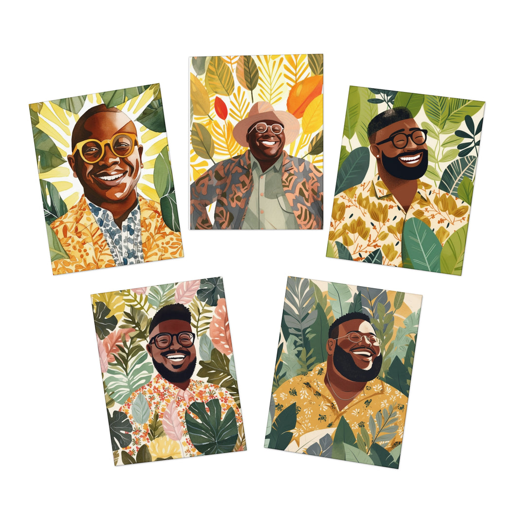 Black & Bold Collection:  Black Men Bundle Multi-Design Greeting Cards (5-Pack)