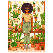 Load image into Gallery viewer, | Plant Mom Collection | Peach Dream | Flat Cards | Black Woman | By Her Beloved Plant Babies |
