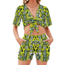 Load image into Gallery viewer, African wax batik Print | Separates| Two Piece  Romper Set| beach set| Engagement Party outfit| Bachelorette|
