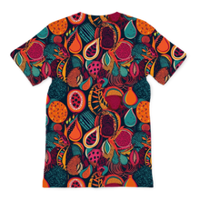 Load image into Gallery viewer, African Batik Print, Bold and Bountiful, Oranges, Fig, Passion Fruit, Black Owned - Teal, Plumb, Burt Orange Premium Adult T-Shirt
