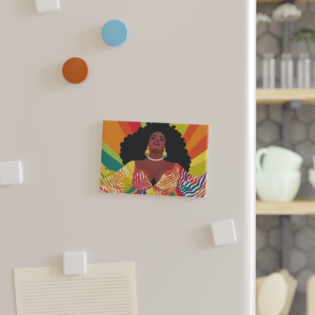 | Pride | African American Rainbow Queen | Button Magnet | Rectangle |