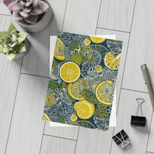 Load image into Gallery viewer, Lemons and Leaves: Lemonade brunch Blue Postcard Bundles |envelopes included | African Wax Print |
