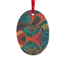 Load image into Gallery viewer, Kente Kaleidoscope| African Wax Print | African Pattern| Ceramic Hanging Ornament
