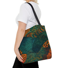 Load image into Gallery viewer, | Ndebele Harmony | African Wax Print| Tote Bag | Shopping Bag | Teal &amp; Orange | Reusable Shopping Bag
