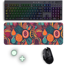 Load image into Gallery viewer, African Batik Print, Bold and Bountiful, Oranges, Fig, Passion Fruit, Black Owned - Teal, Plumb, Burt Orange | Gaming Mouse Pad |
