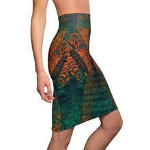 Load image into Gallery viewer, | Ndebele Harmony | African Wax Print | Women&#39;s Pencil Skirt | Teal &amp; Orange
