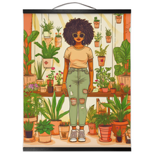 Load image into Gallery viewer, Plant Mom Collection | Peach Dream | Hanging Canvas Prints | Black Woman | By Her Beloved Plant Babies |
