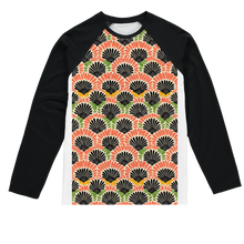 Load image into Gallery viewer, Adire Allure | African Wax Print | Sublimation Baseball Long Sleeve T-Shirt
