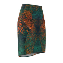 Load image into Gallery viewer, | Ndebele Harmony | African Wax Print | Women&#39;s Pencil Skirt | Teal &amp; Orange
