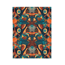 Load image into Gallery viewer, | Serengeti Sunset | Velveteen Plush Blanket |  Dark Aquamarine &amp; Orange Abstract Pattern |Bold Elegance| Vibrant African Batik |
