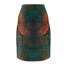 Load image into Gallery viewer, | Ndebele Harmony | African Wax Print | Women&#39;s Pencil Skirt | Teal &amp; Orange
