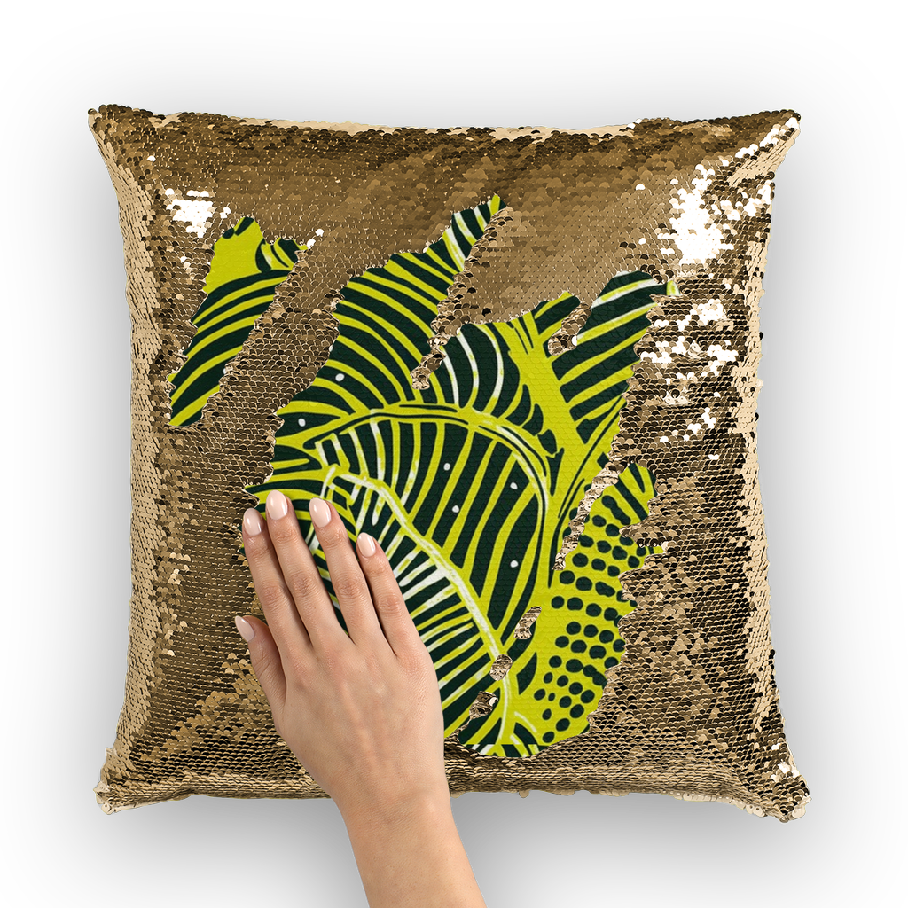 | Shweshwe Splendor | African Wax Print | Sequin Cushion Cover