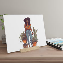 Load image into Gallery viewer, Plant Mom Collection | Kesha | Gallery Board with Stand | Black African American Women Plant Mom| Orange
