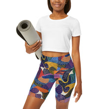 Load image into Gallery viewer, Kiki | Yoga Shorts | African Wax Print | Soft and Comfortable | High-Rise Butter Soft Leggings | Women&#39;s Workout Biker Shorts |
