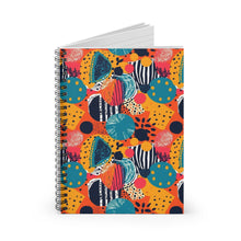 Load image into Gallery viewer, Kalahari Kaleidoscope | Spiral Notebook - Ruled Line | African Wax Print | Orange, Teal |
