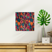 Load image into Gallery viewer, African Batik Print, Bold and Bountiful, Oranges, Fig, Passion Fruit, Black Owned - Teal, Plumb, Burt Orange | Wall Tile | Wall Print |
