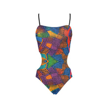 Load image into Gallery viewer, Unleash Your Radiance with this Gorgeous African Print Cut Out Swimsuit! |Ideal Gift for Black Queens!| Sizes 0-5X| Spaghetti Strap | Cut Out Sides| Swimsuit
