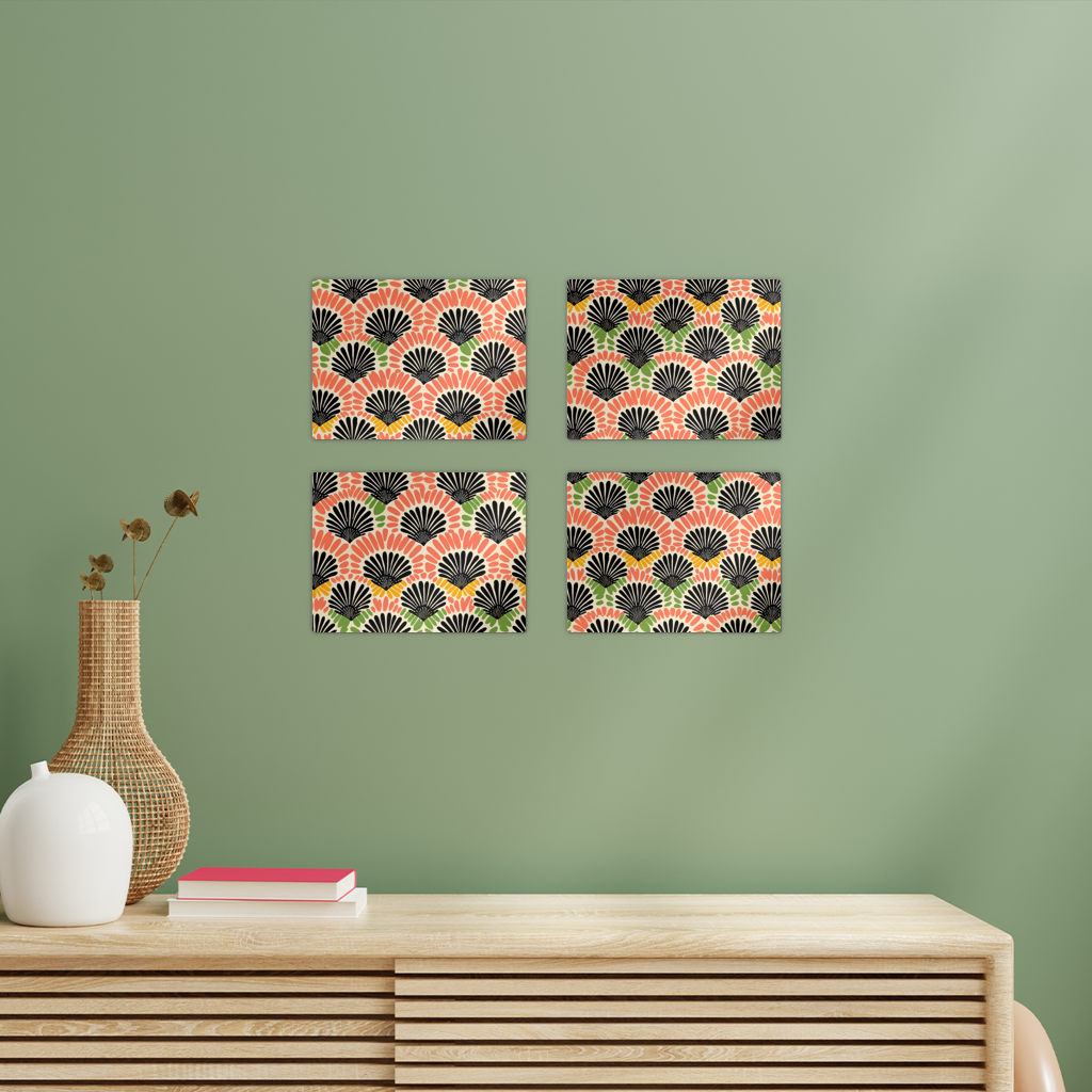 Adire Allure | African Wax Print | | Rectangle Wall Tiles Set of 4 |