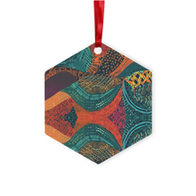 Load image into Gallery viewer, Kente Kaleidoscope| African Wax Print | African Pattern| Metal Hanging Ornament
