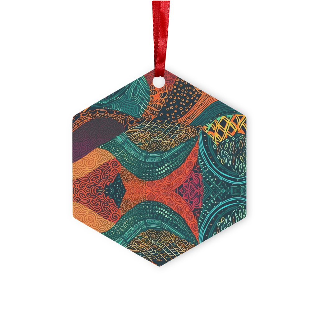 Kente Kaleidoscope| African Wax Print | African Pattern| Metal Hanging Ornament