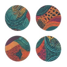 Load image into Gallery viewer, Kente Kaleidoscope| African Wax Print | African Pattern| Sublimation Coasters Pack of Four
