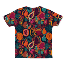 Load image into Gallery viewer, African Batik Print, Bold and Bountiful, Oranges, Fig, Passion Fruit, Black Owned - Teal, Plumb, Burt Orange Classic Sublimation Adult T-Shirt
