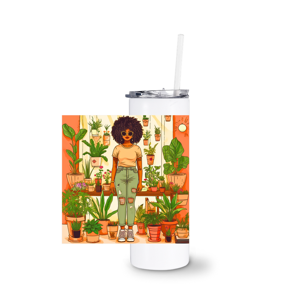 Plant Mom Collection | Peach Dream | White Tumblers With Straw |