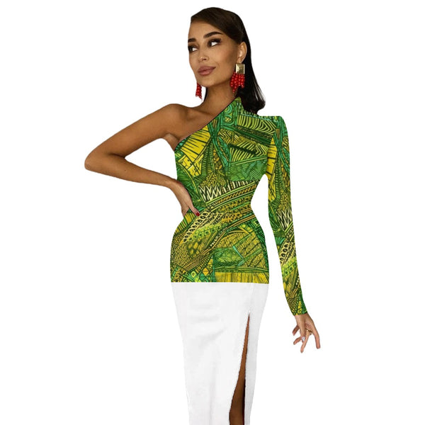 Bold and Glamorous African Print Bodycon Dress with Half Sleeves | Ideal for Celebrations| African Wax Pattern| Half Sleeve Slit Dress | Stand Out in Style