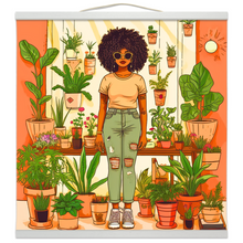 Load image into Gallery viewer, Plant Mom Collection | Peach Dream | Hanging Canvas Prints | Black Woman | By Her Beloved Plant Babies |
