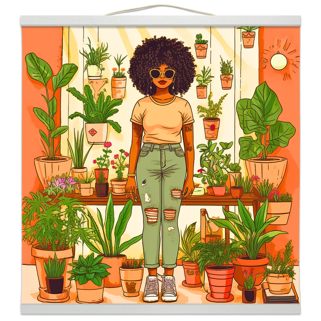 Plant Mom Collection | Peach Dream | Hanging Canvas Prints | Black Woman | By Her Beloved Plant Babies |