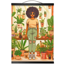 Load image into Gallery viewer, Plant Mom Collection | Peach Dream | Hanging Canvas Prints | Black Woman | By Her Beloved Plant Babies |
