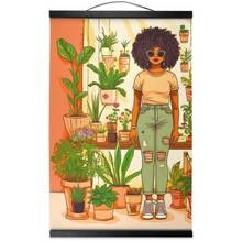 Load image into Gallery viewer, Plant Mom Collection | Peach Dream | Hanging Canvas Prints | Black Woman | By Her Beloved Plant Babies |
