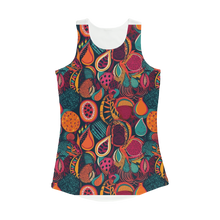 Load image into Gallery viewer, African Batik Print, Bold and Bountiful, Oranges, Fig, Passion Fruit, Black Owned - Teal, Plumb, Burt Orange  Women Performance Yoga Tank Top
