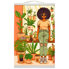 Load image into Gallery viewer, Plant Mom Collection | Peach Dream | Hanging Canvas Prints | Black Woman | By Her Beloved Plant Babies |
