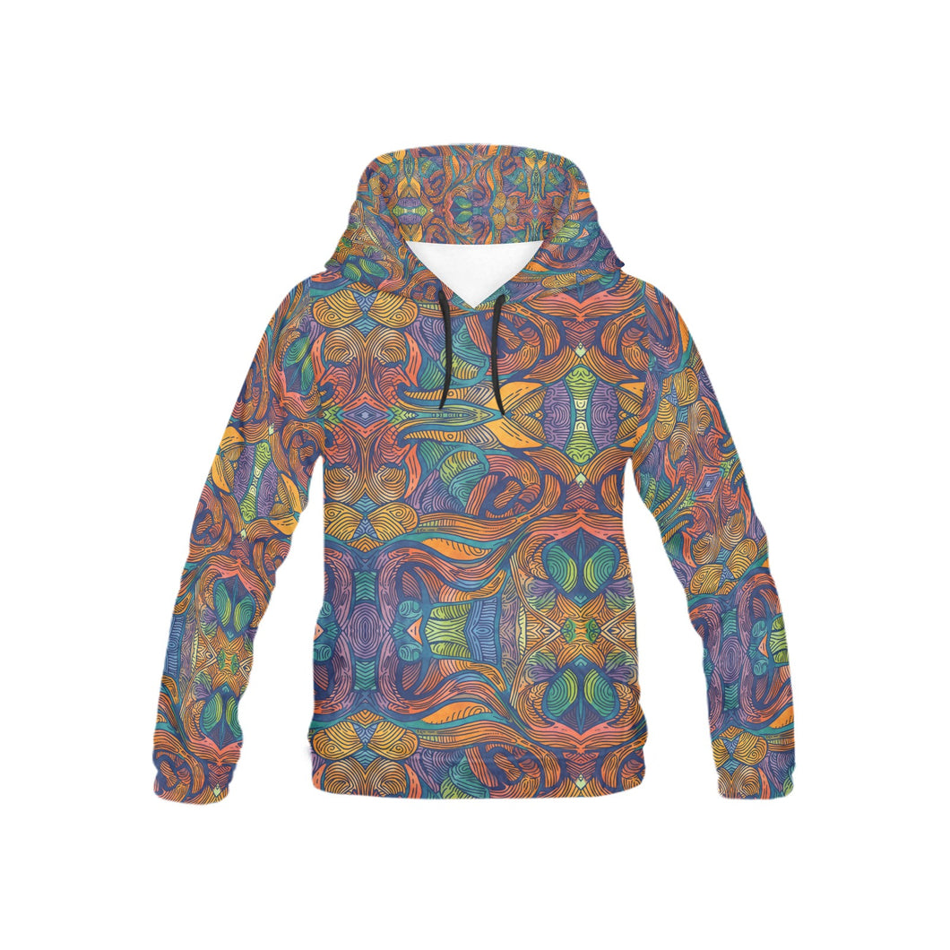 African Wax Print Youth All Over Print Hoodie (USA Size)