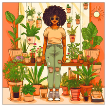 Load image into Gallery viewer, | Plant Mom Collection | Peach Dream | Flat Cards | Black Woman | By Her Beloved Plant Babies |
